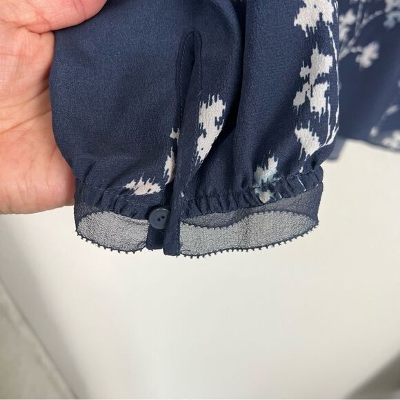 Rebecca Taylor Wisteria Neck Tie Floral Top Silk women's Size 6 blue - Picture 5 of 9